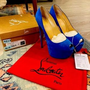 💎 EUC! Christian Louboutin Highness 160 Veau Velours Blue